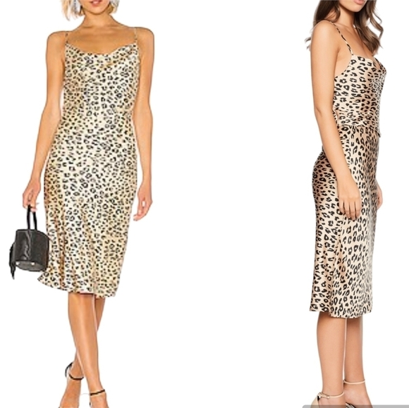 Bardot Leopard Slip Dress in Leopard midi dress - Picture 1 of 5